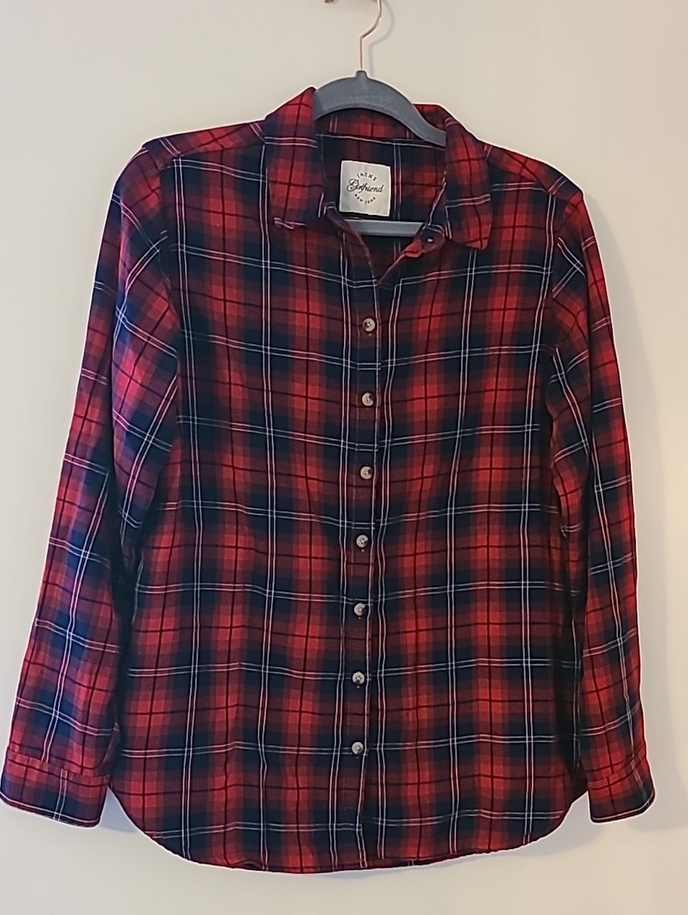 Jachs Girlfriend Women's Red Plaid Flannel Button Up Shirt S Cozy Fall Warm